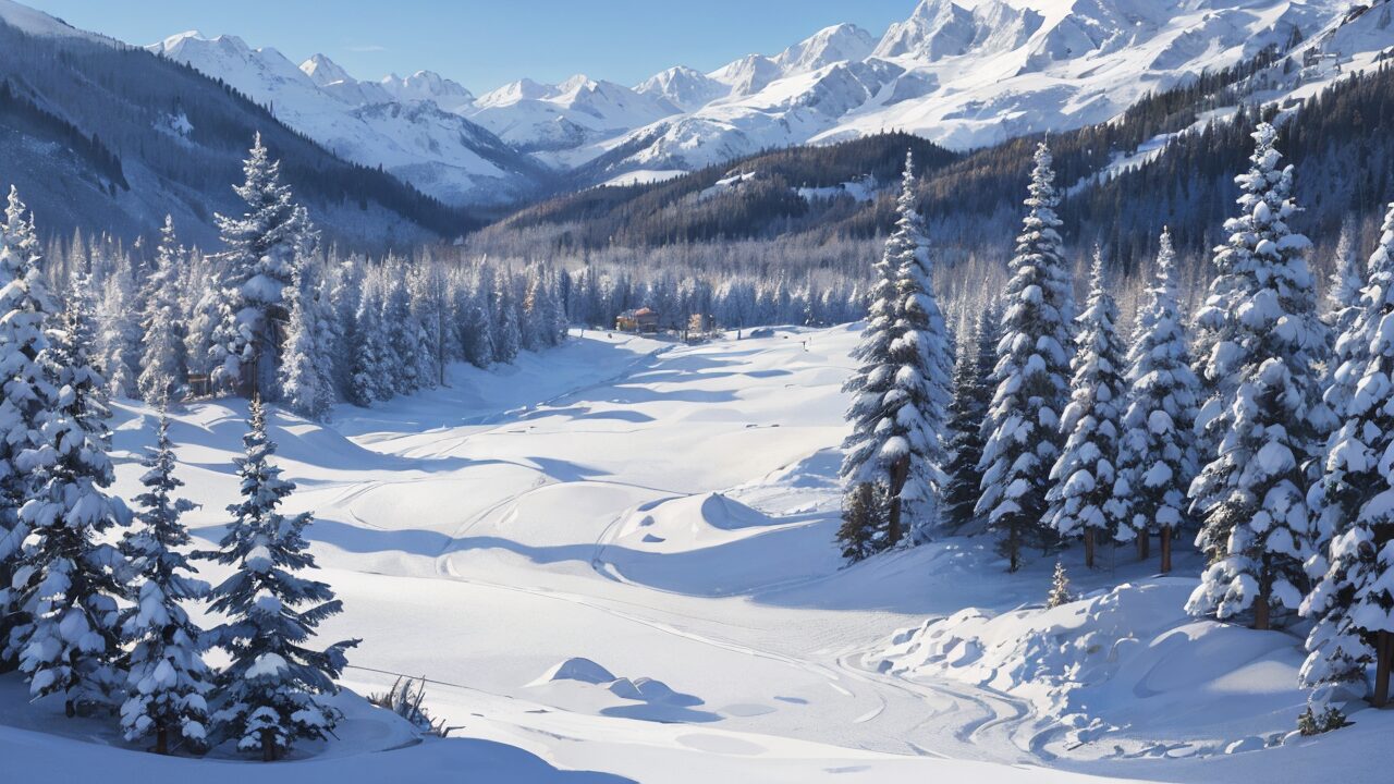 雪山・スキー場・冬の森のイラスト素材