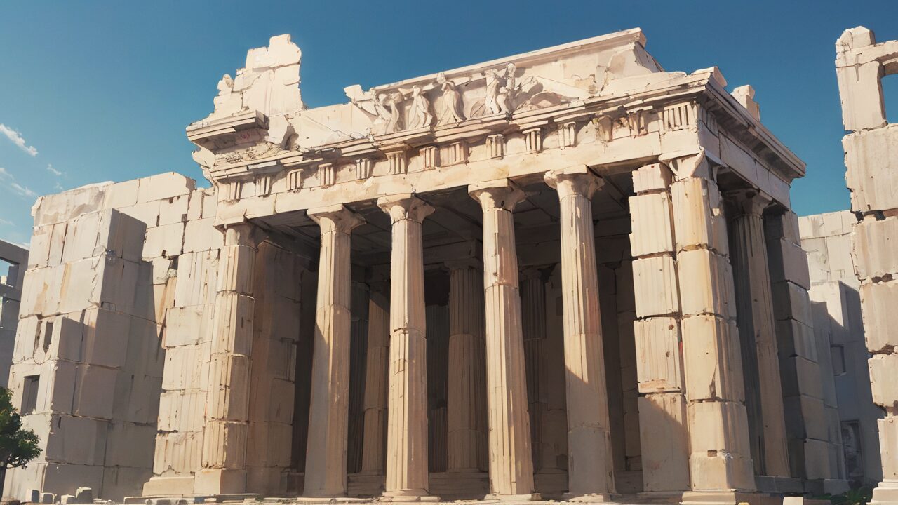 古代ギリシャ・パルテノン神殿・大理石のイラスト素材