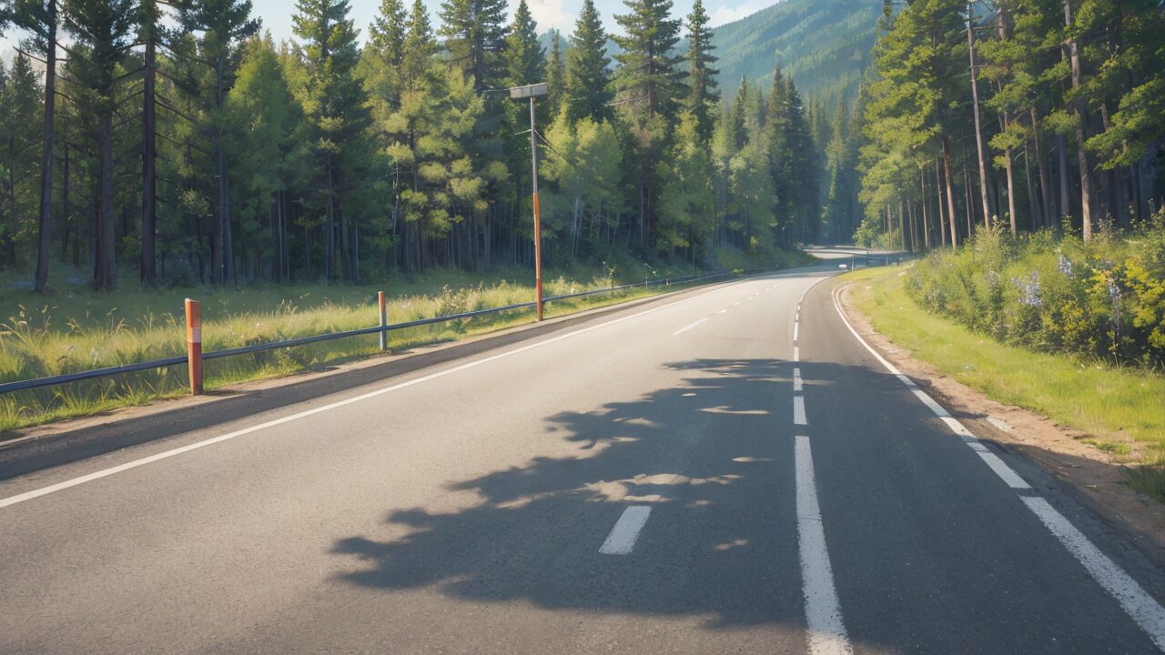 森林道路・山間道・自然風景のイラスト素材