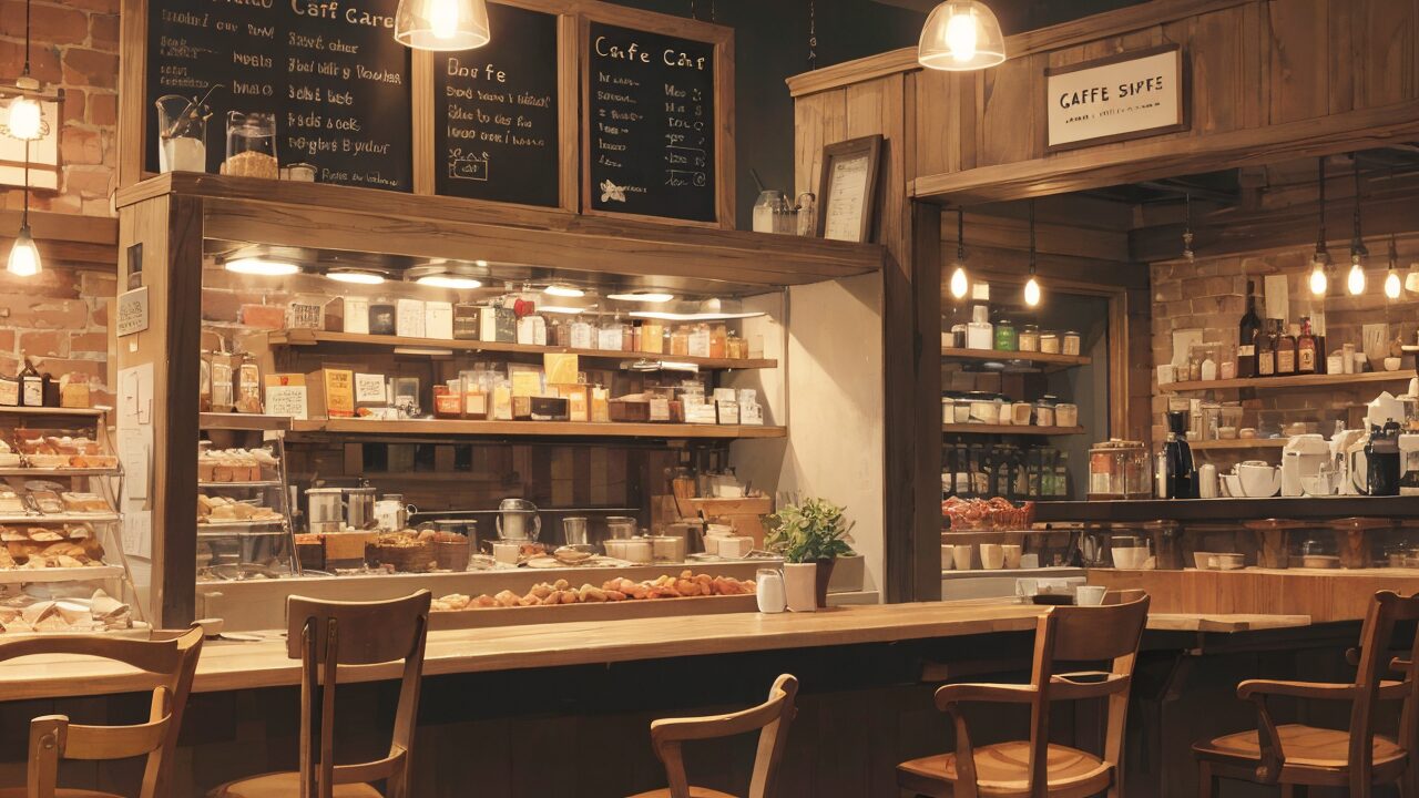 cafe・bakery・woodenのイラスト素材
