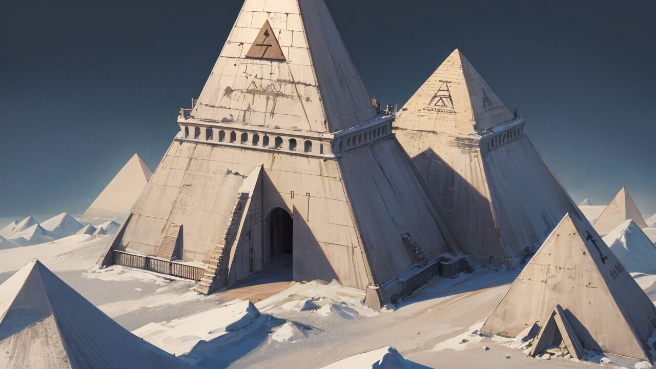 古代ピラミッド・雪景色・砂漠の遺跡のイラスト素材