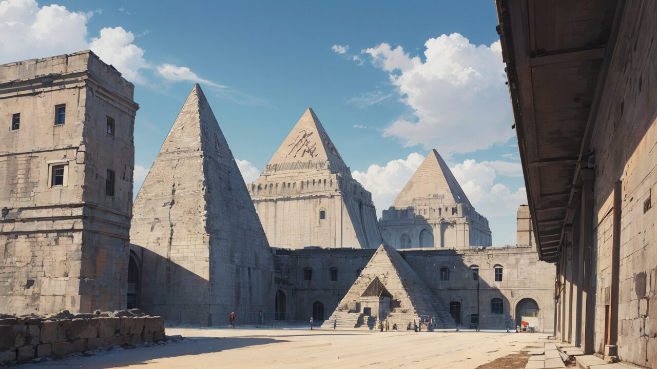 古代遺跡・ピラミッド・砂漠都市のイラスト素材