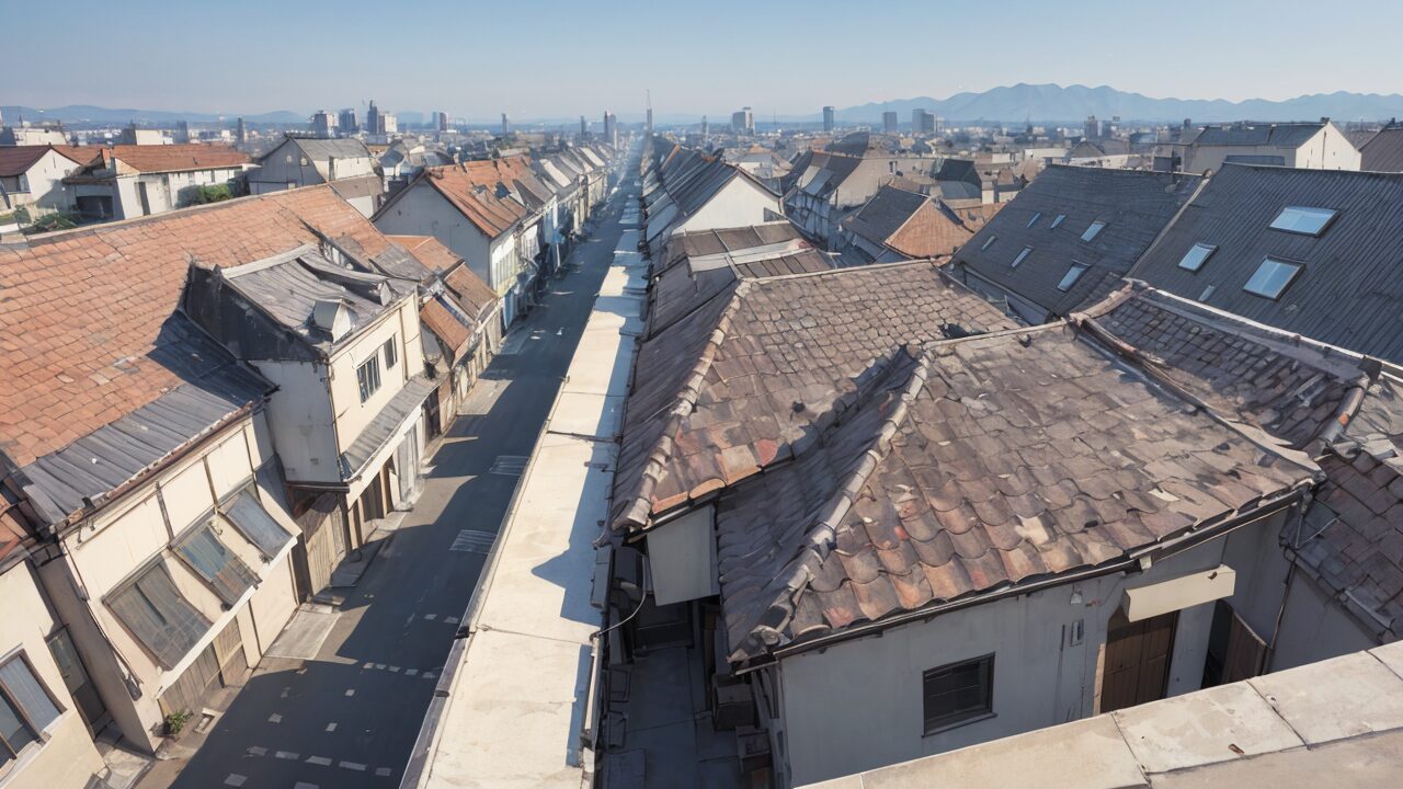 都市景観・伝統建築・空撮のイラスト素材