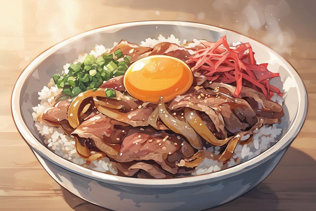 牛丼・卵かけ丼・和食のイラスト素材