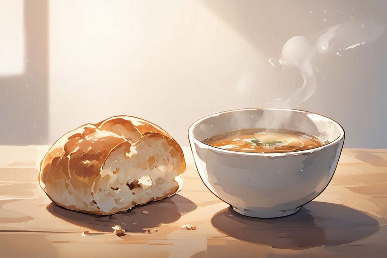 スープ・クロワッサン・朝食のイラスト素材