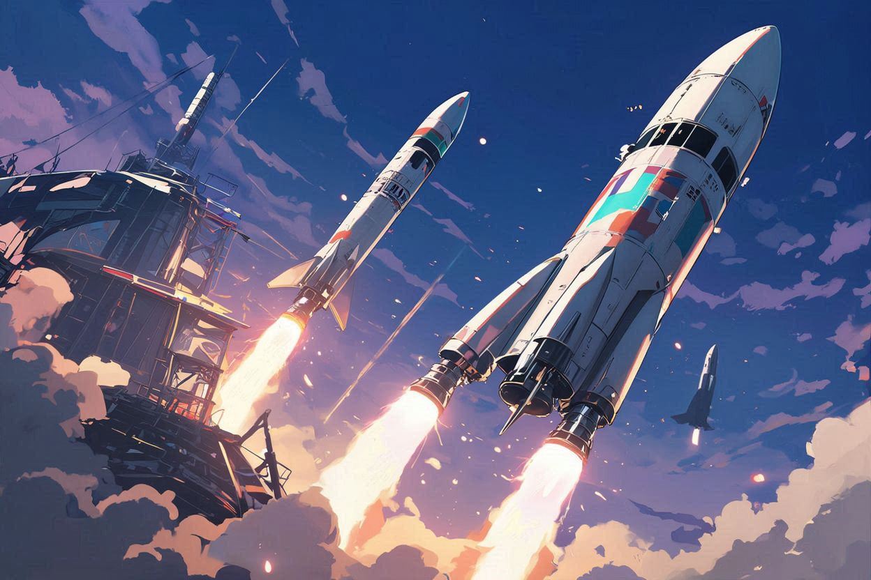 ロケット・宇宙船・発射台のイラスト素材
