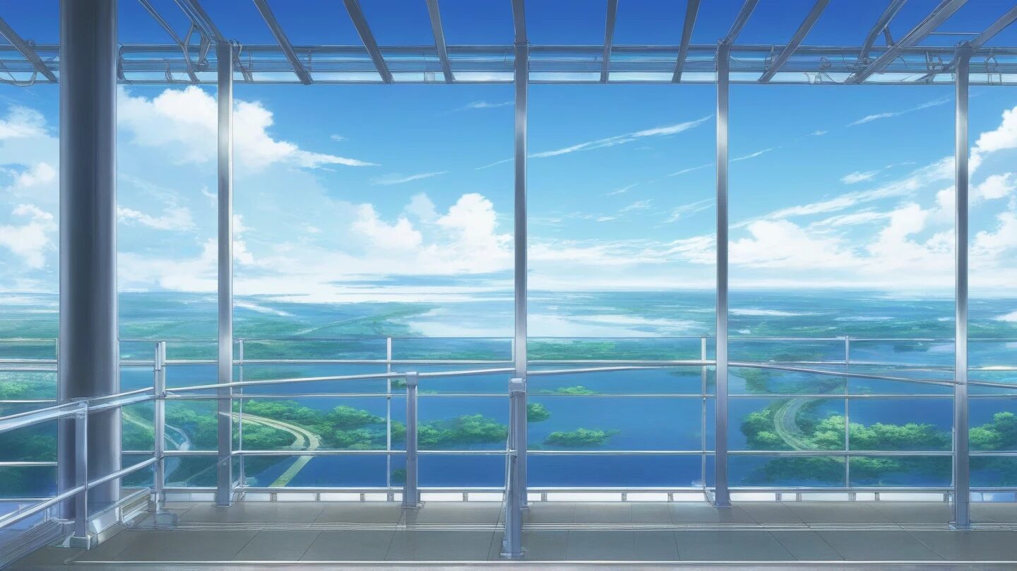 アニメーション・展望台・青空のイラスト素材