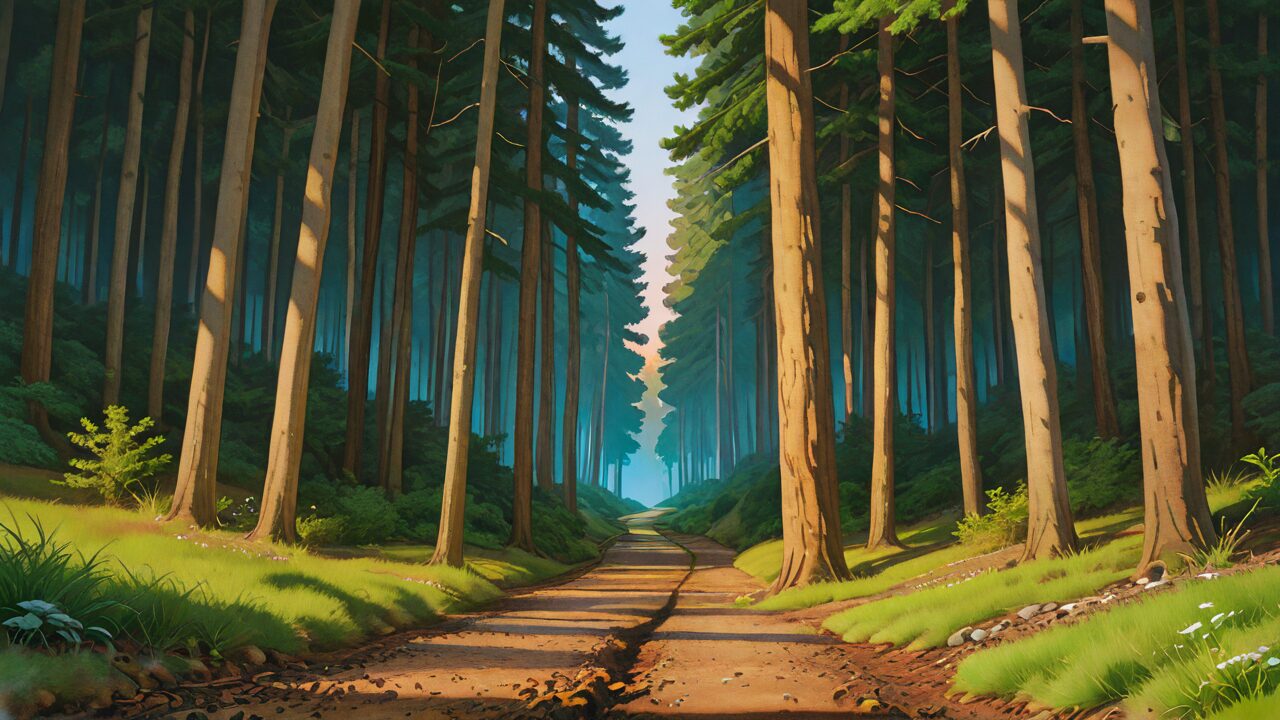 森林・道・草のイラスト素材