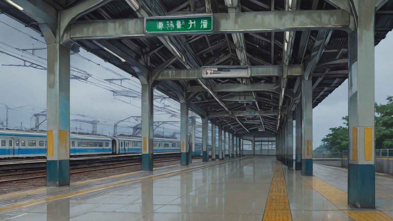 駅・プラットフォーム・鉄道線のイラスト素材