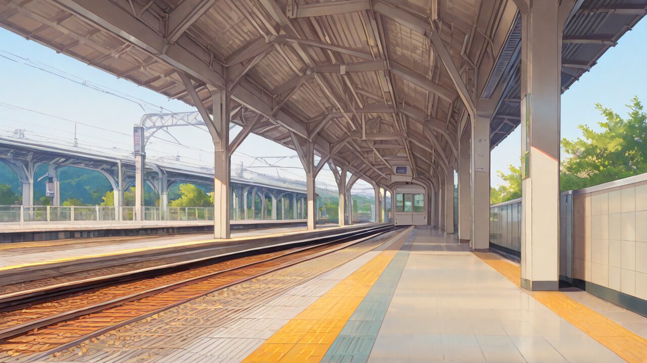 駅・プラットフォーム・電車のイラスト素材