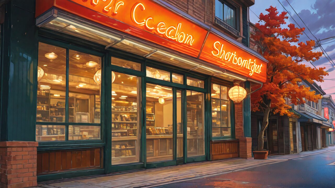 店舗・店先・道路のイラスト素材