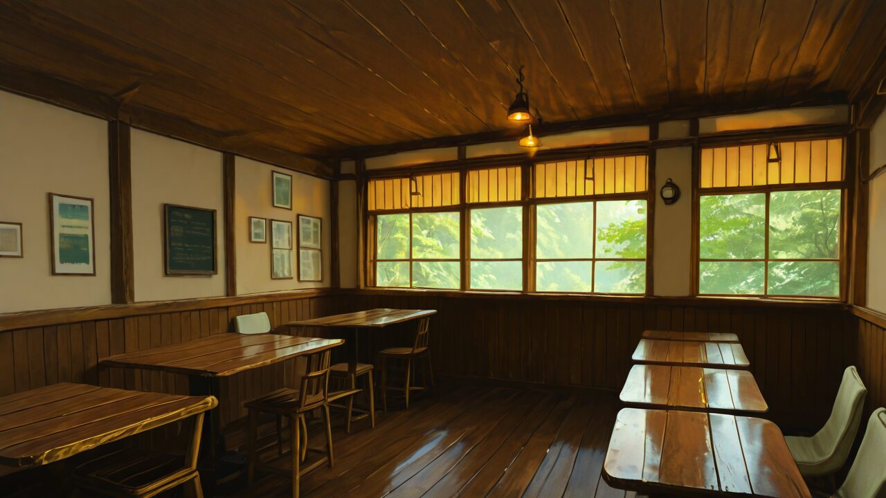 部屋・窓・テーブルのイラスト素材
