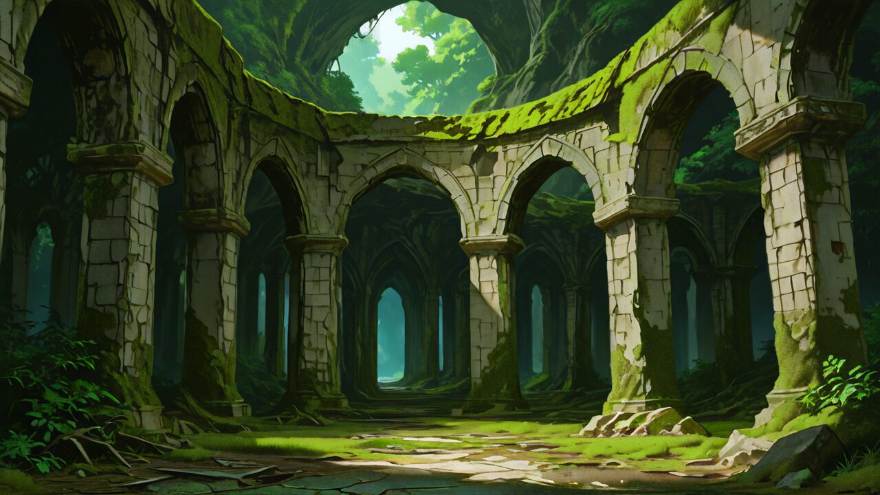 廃墟・石造・アーチのイラスト素材