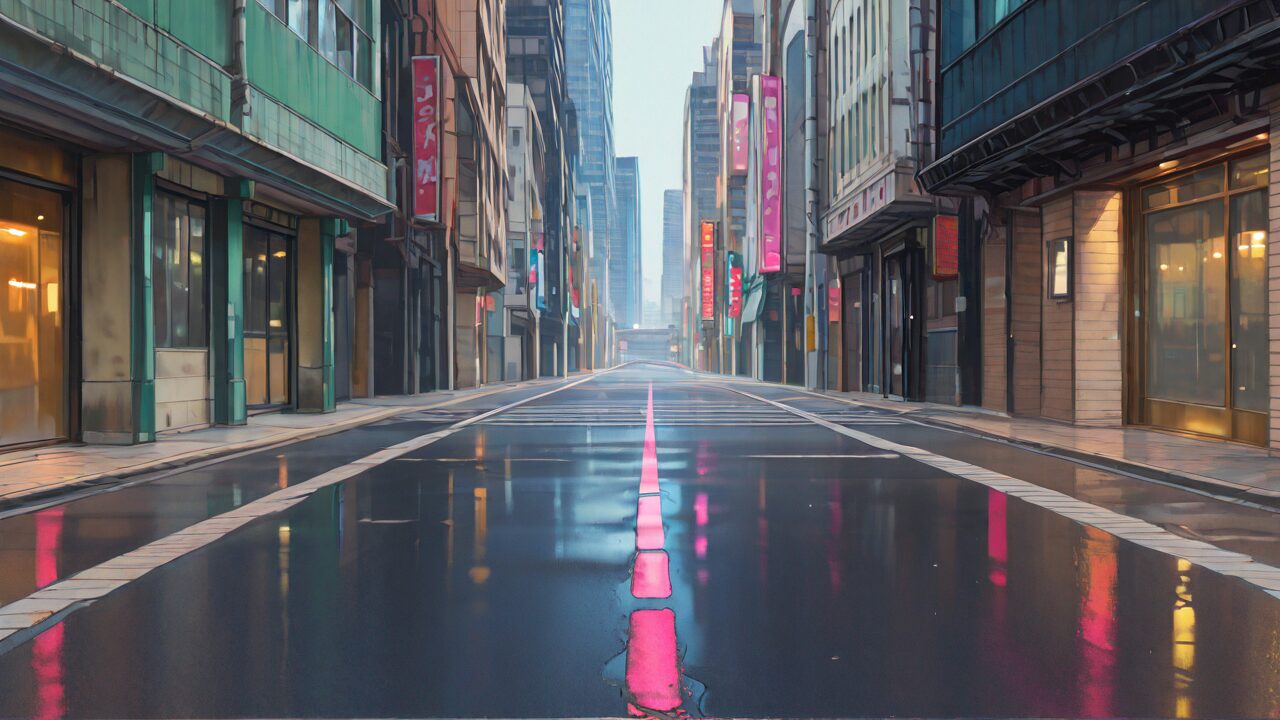 街・ビル・道路のイラスト素材