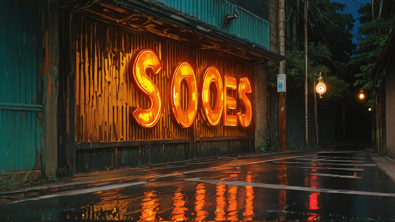 看板・店舗・夜間のイラスト素材