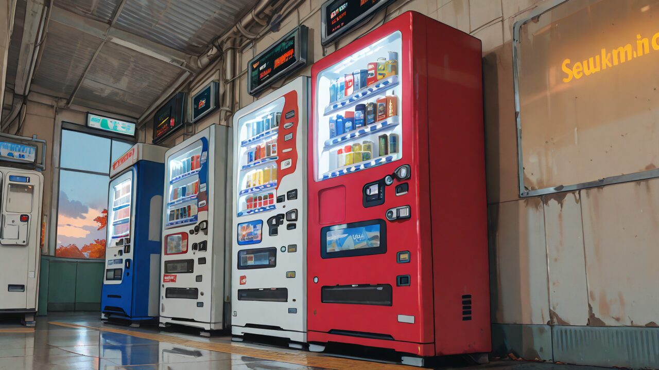 自動販売機・壁・窓のイラスト素材