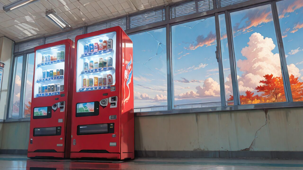 自動販売機・窓・壁のイラスト素材