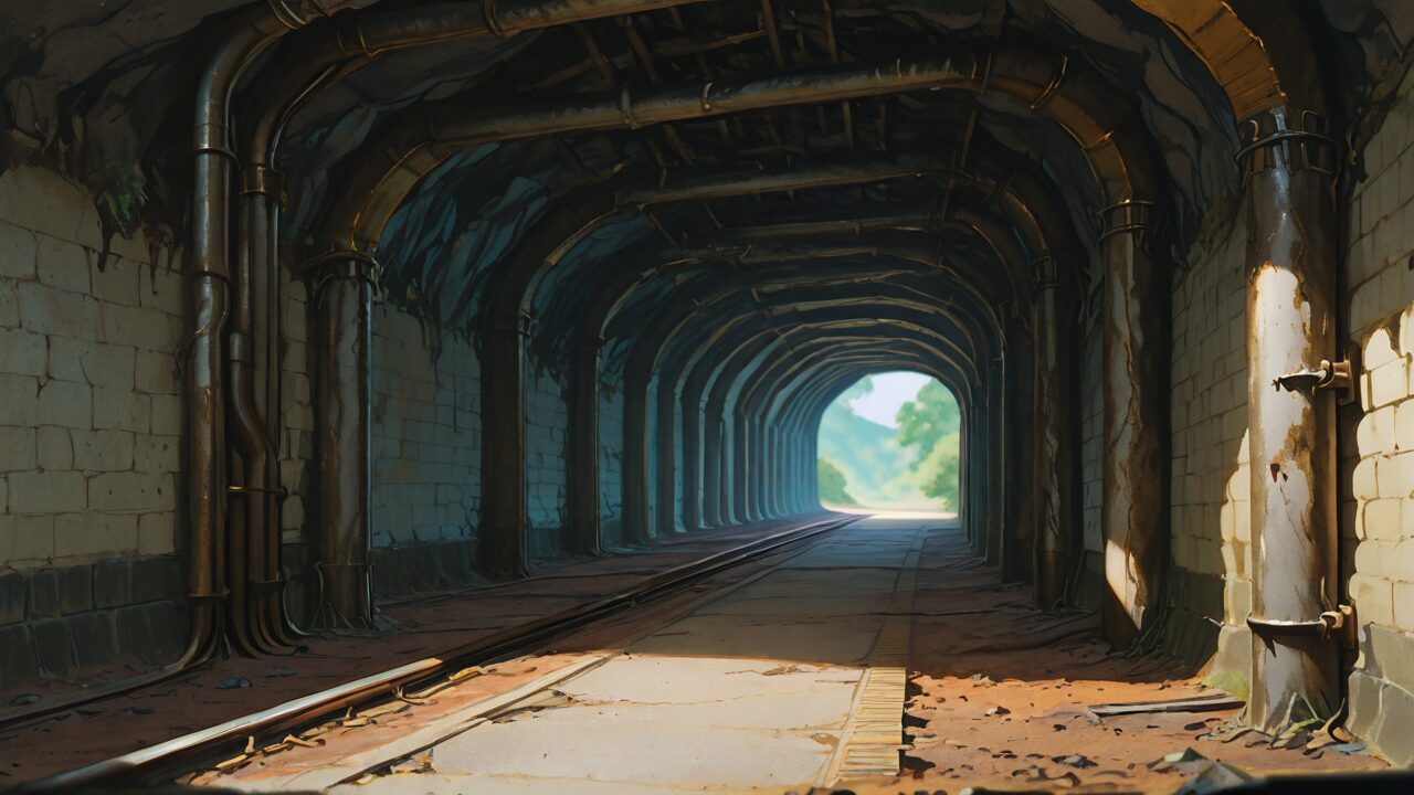 トンネル・鉄道・壁のイラスト素材