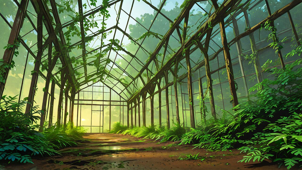 温室・植物・床のイラスト素材