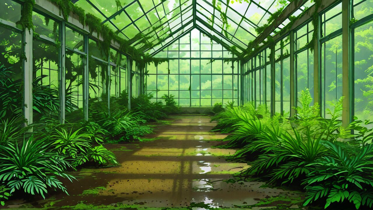 温室・植物・土のイラスト素材