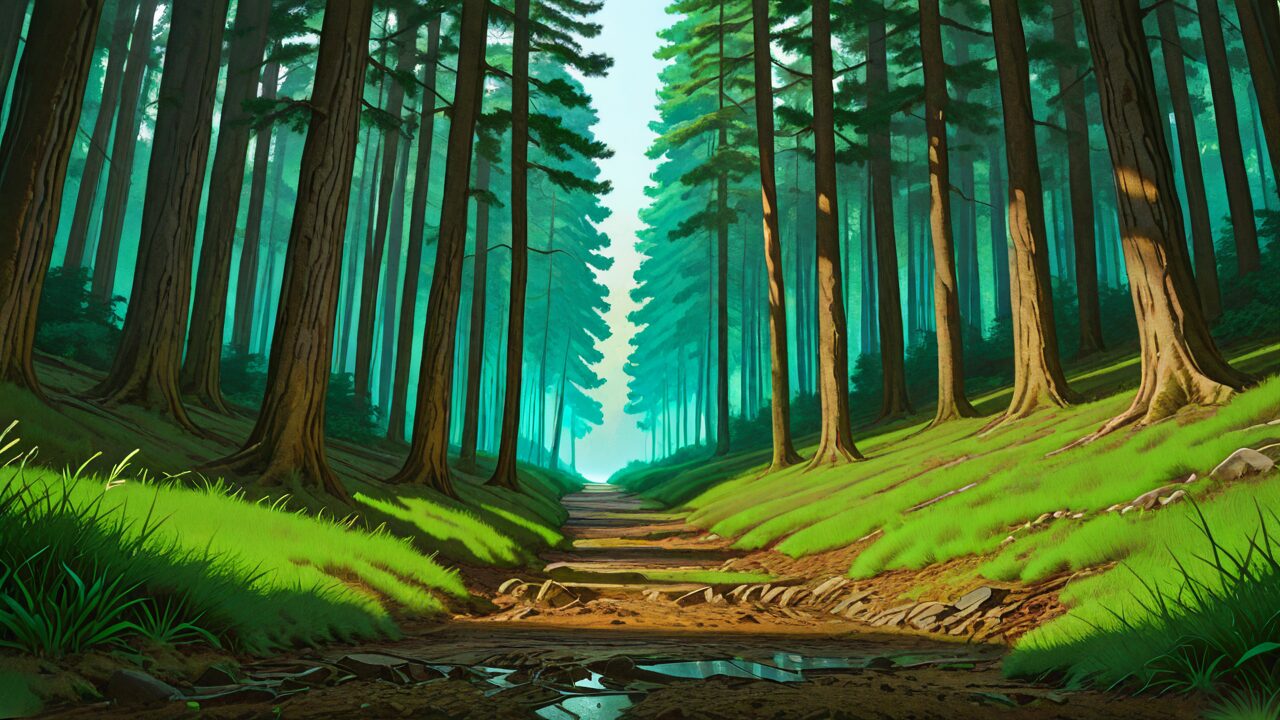 森・道・草地のイラスト素材