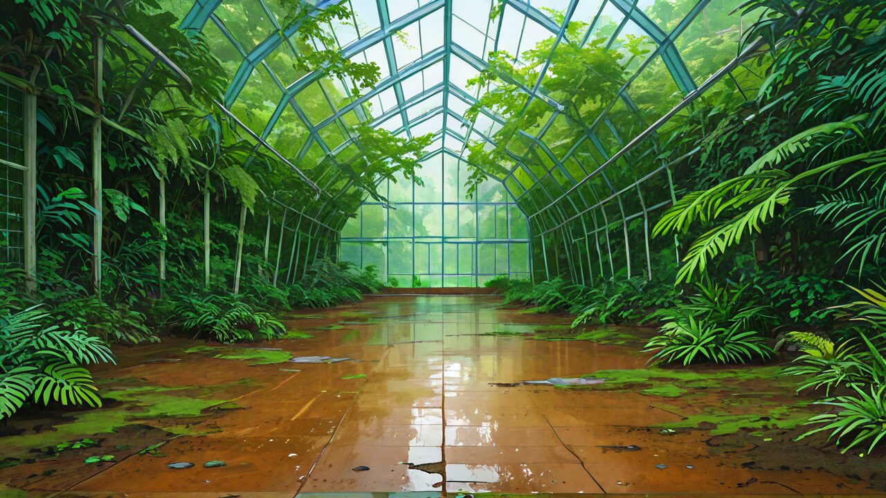 温室・植物・床のイラスト素材