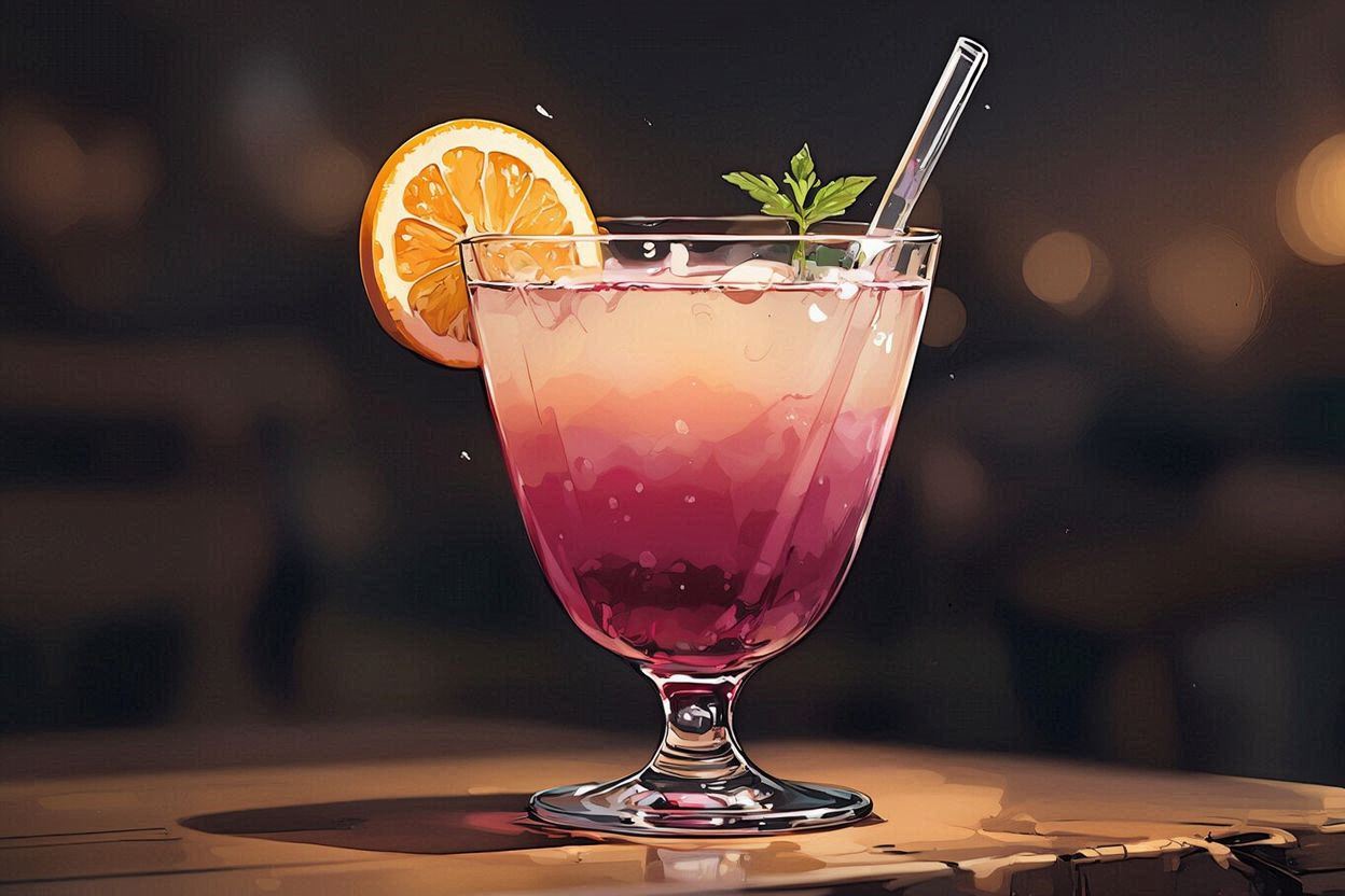 飲料・オレンジスライス・マーブルドリンクのイラスト素材