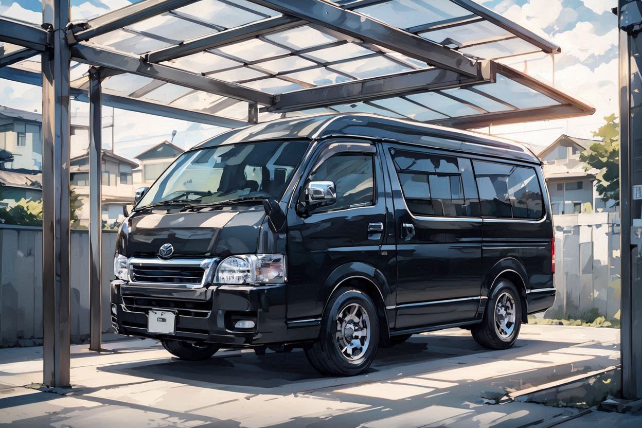 トヨタハイジャンプ・駐車場・日光のイラスト素材