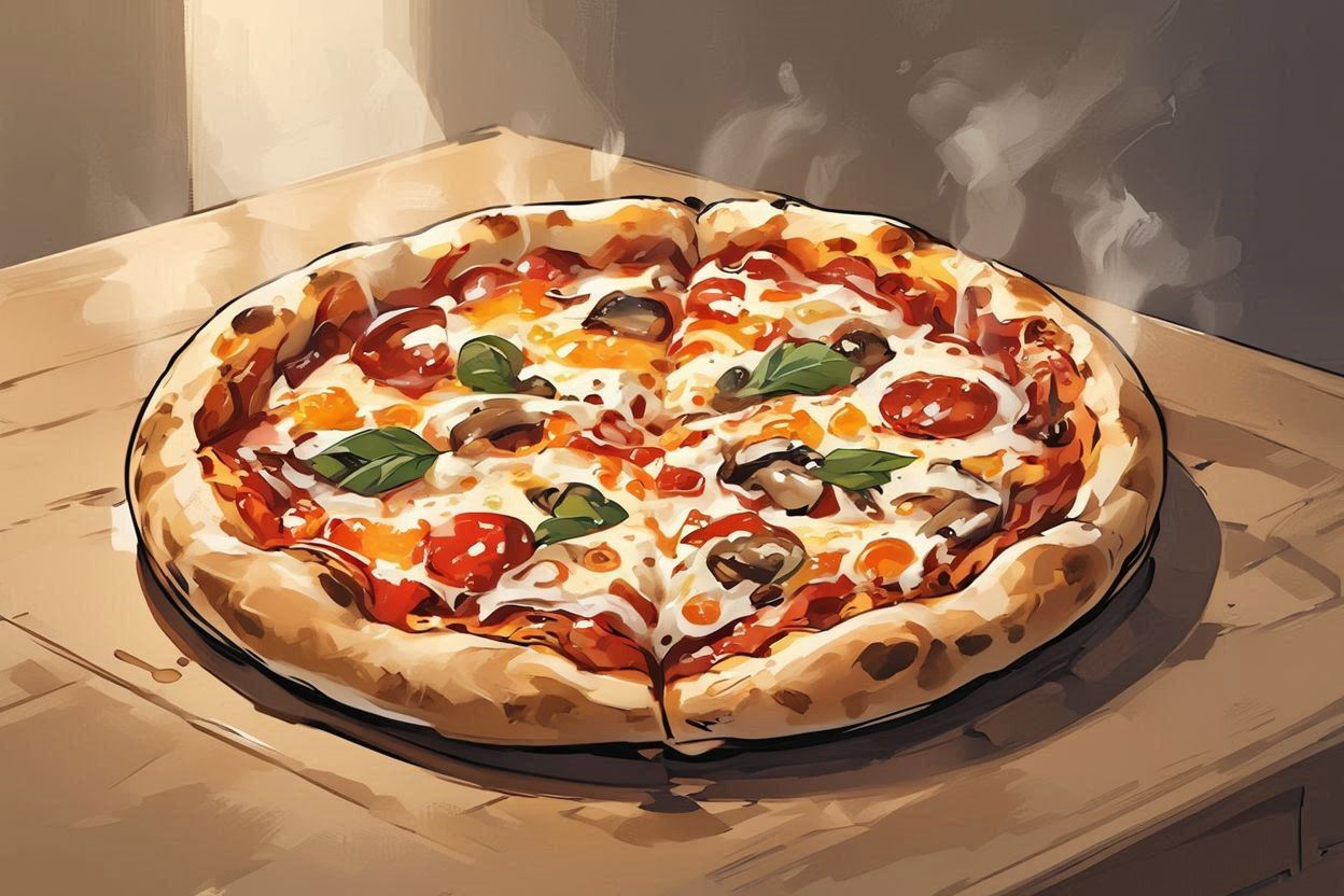 ピザ・手作り・新鮮なトマトのイラスト素材