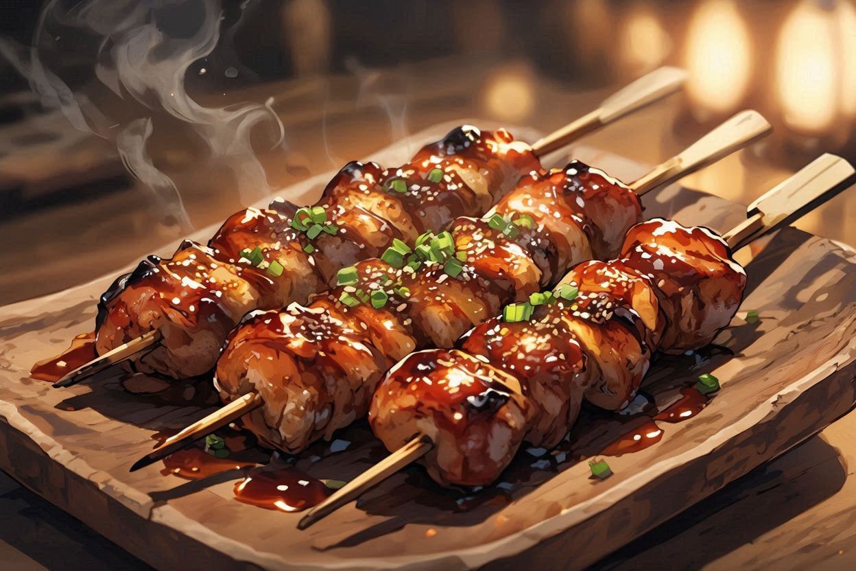 焼き鳥・照り焼き・香ばしいのイラスト素材