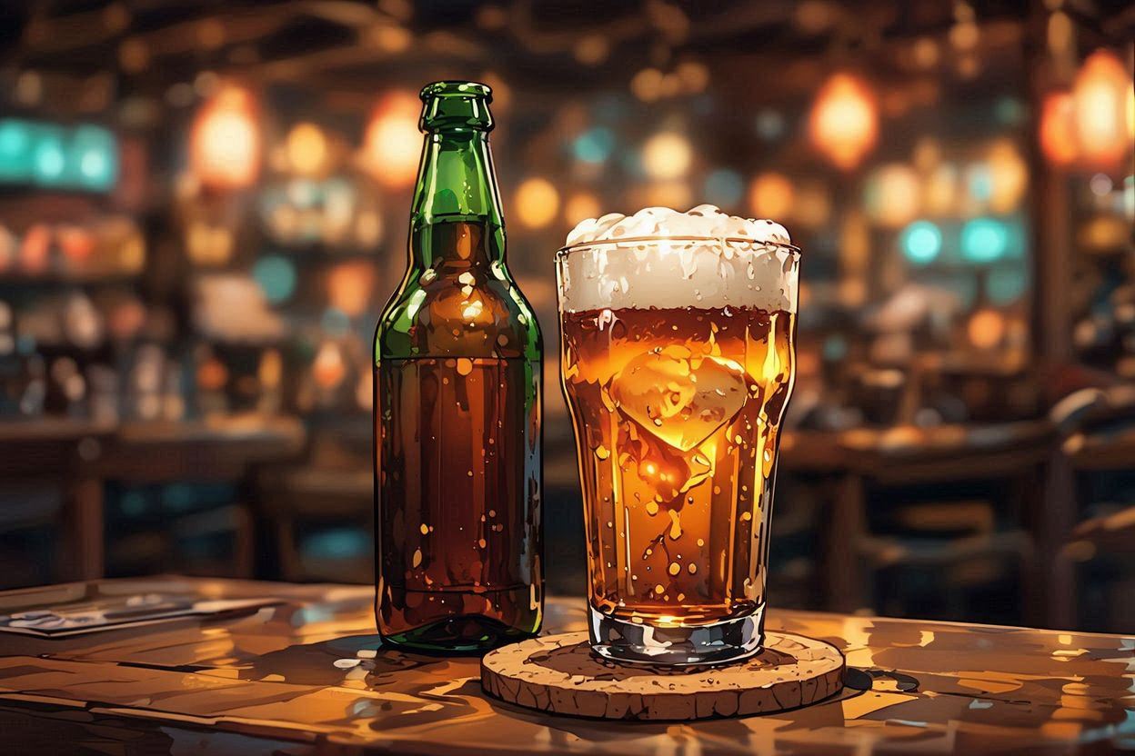 ビール・バー・夜の照明のイラスト素材