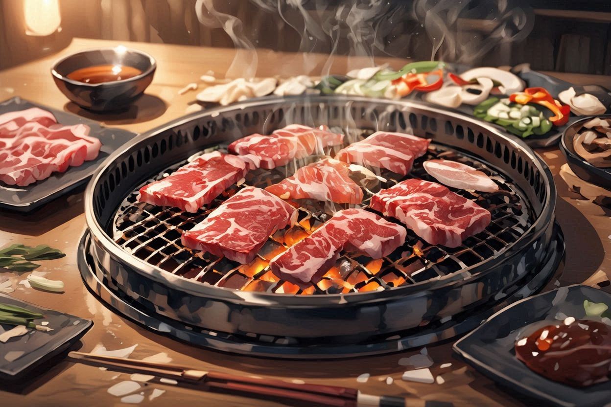 焼肉・炭火・料理のイラスト素材