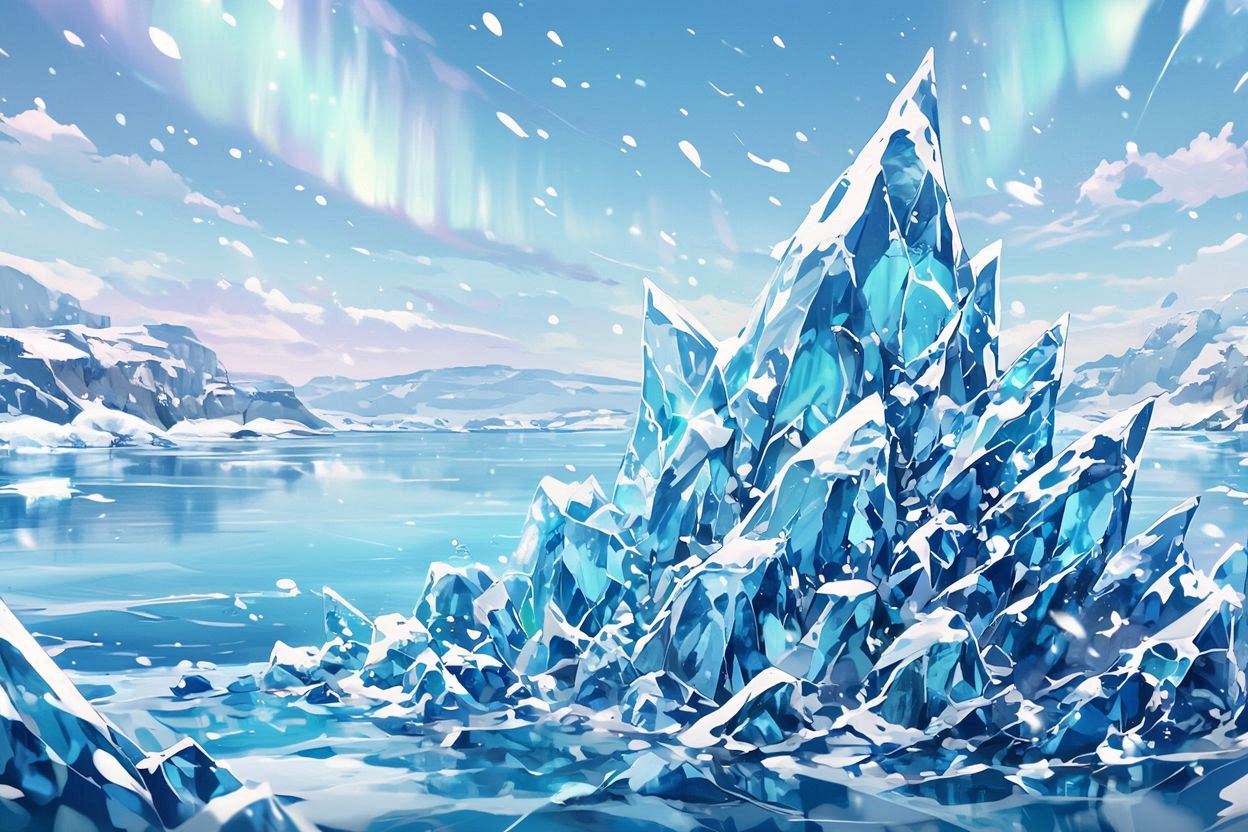 アイスクリスタル・極光・氷の氷山のイラスト素材