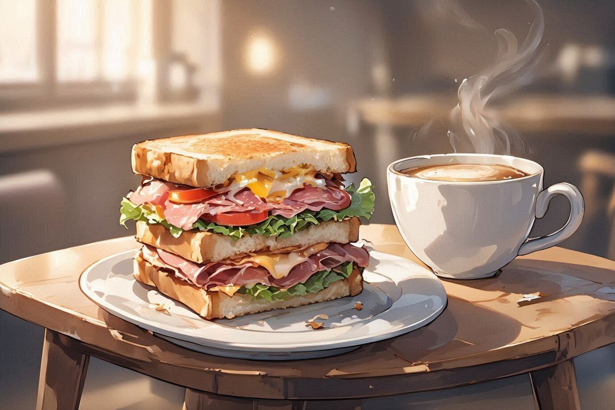 sandwich・coffee・breakfastのイラスト素材