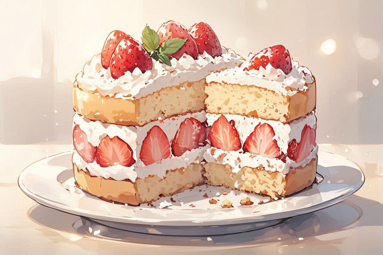 スイーツ・ストロベリーケーキ・クリームケーキのイラスト素材