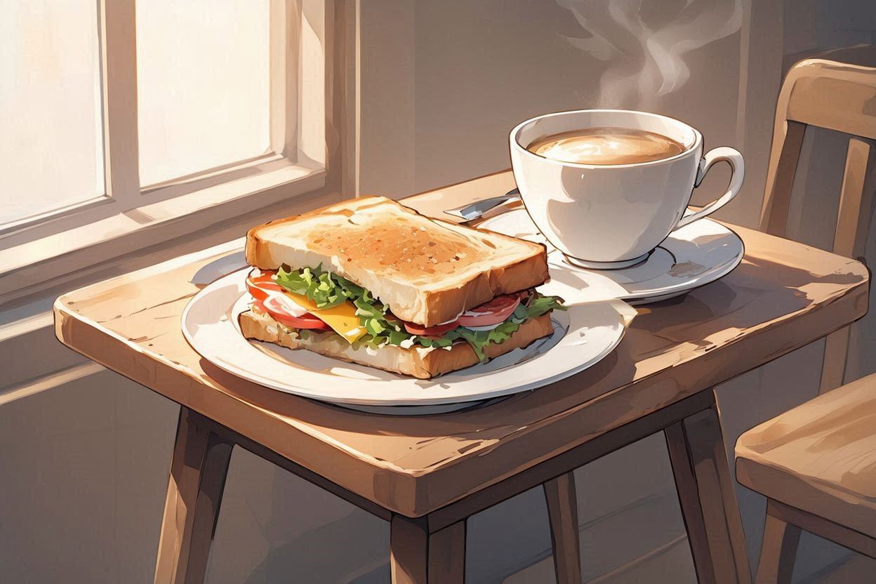 サンドイッチ・コーヒー・朝食のイラスト素材