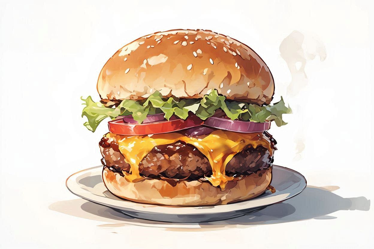 ハンバーガー・チーズ・レタスのイラスト素材