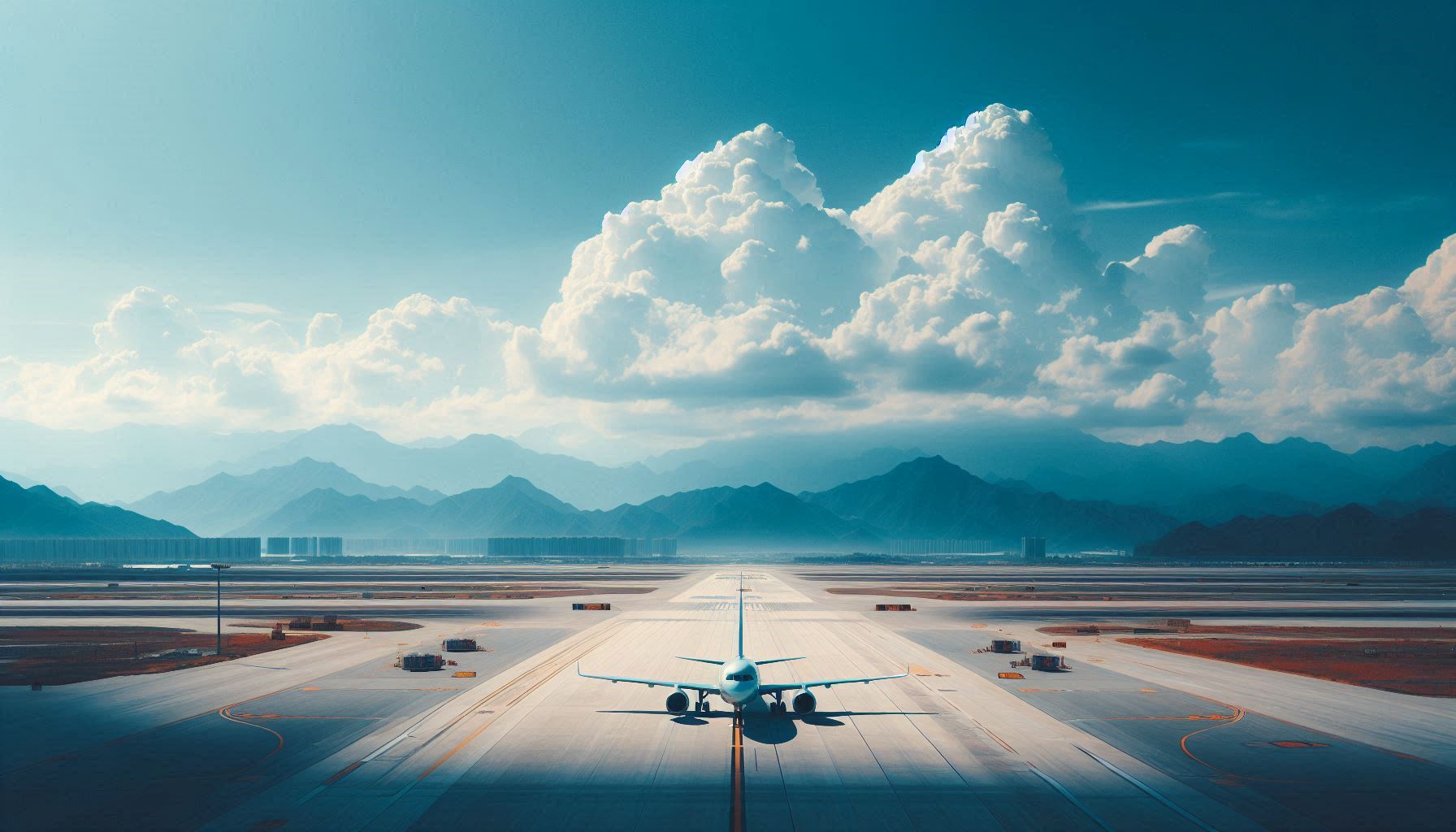 航空機・空港・雲のイラスト素材
