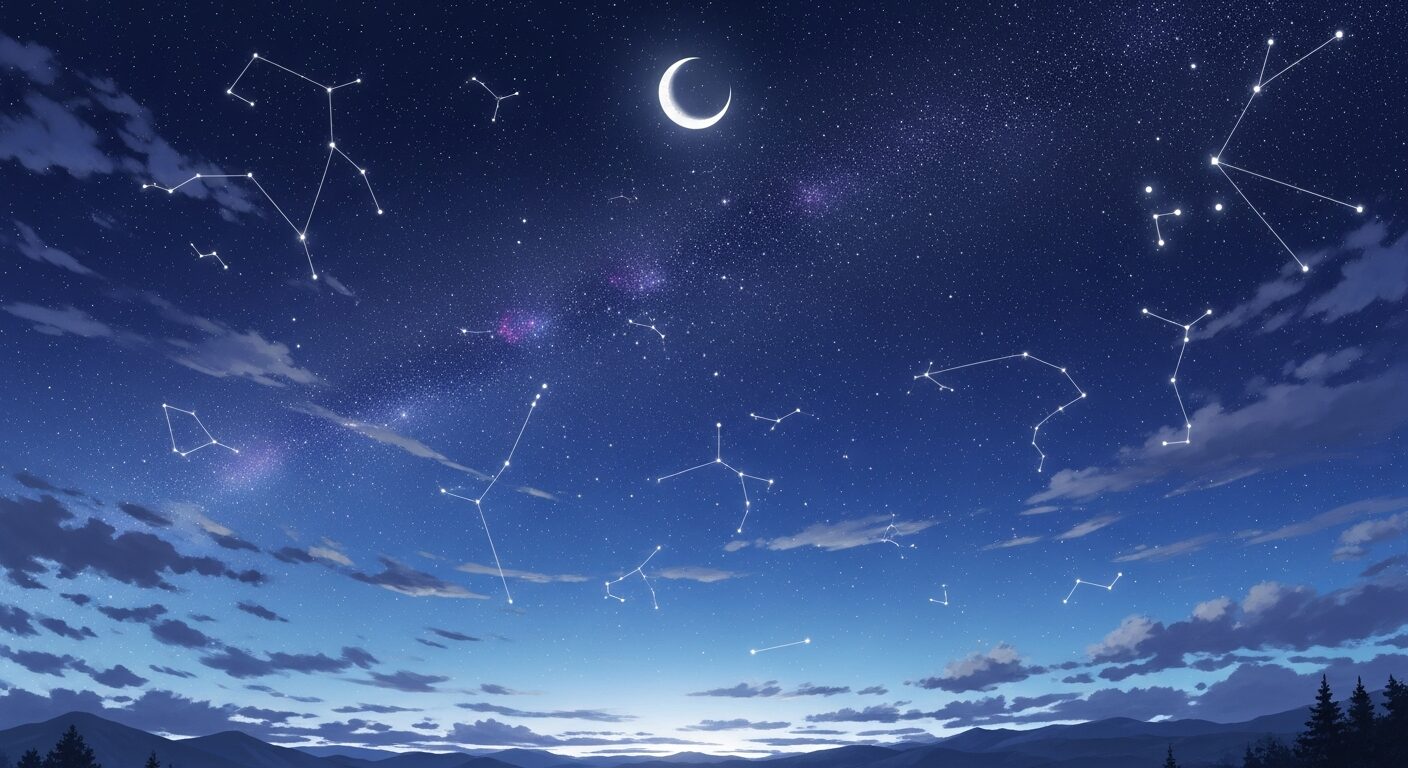 星空・星座・月明かりのイラスト素材