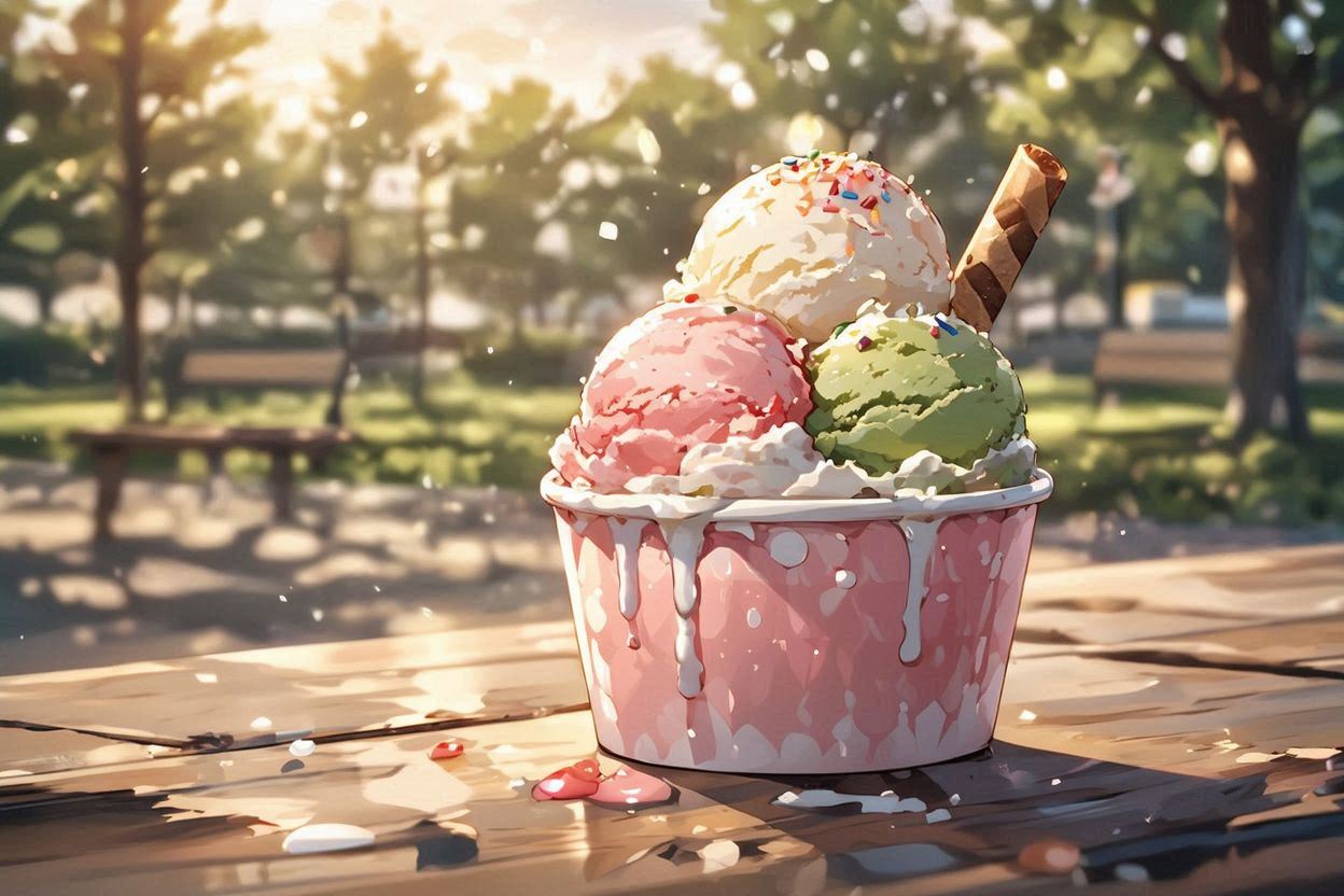 スイーツ・公園・アイスクリームのイラスト素材