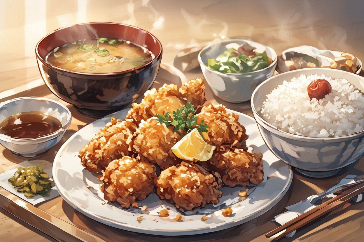 日食・天ぷら・和食のイラスト素材