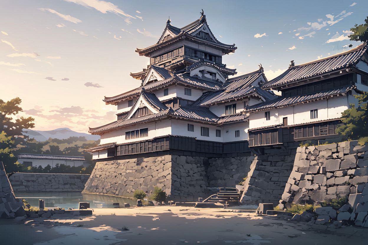 城・石垣・屋根のイラスト素材
