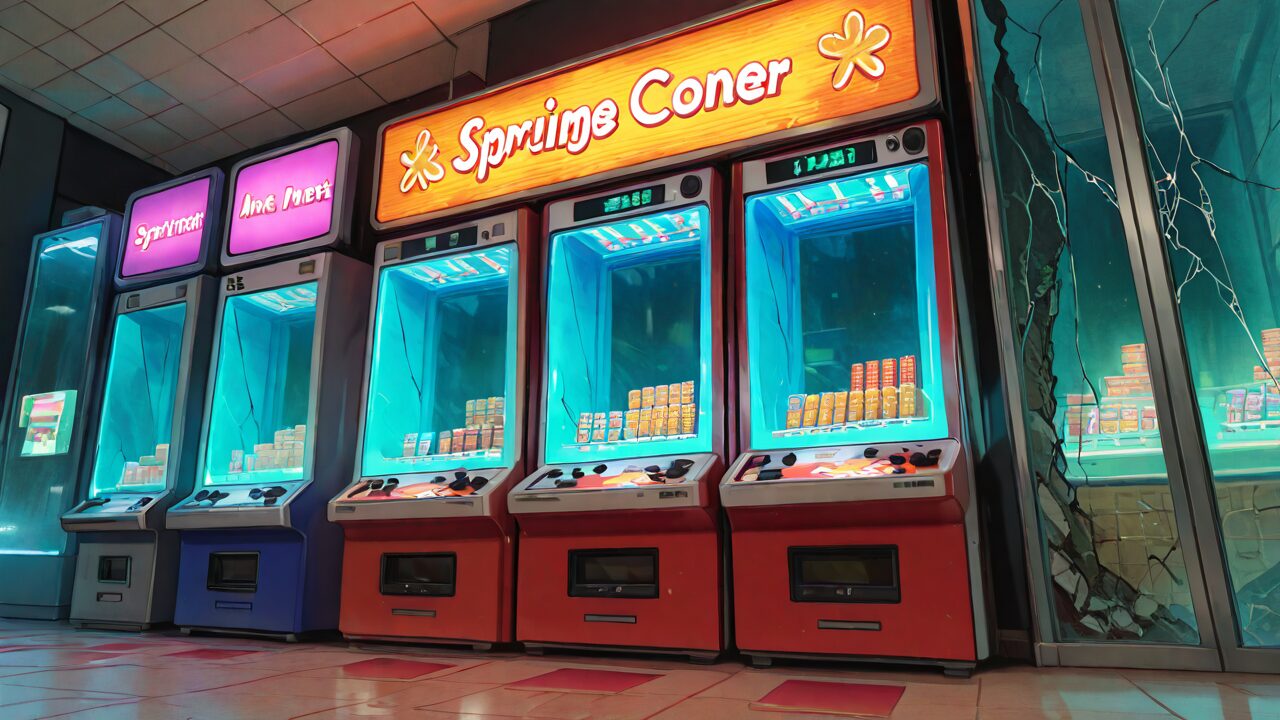 ゲームパネル・アーケード・店内のイラスト素材