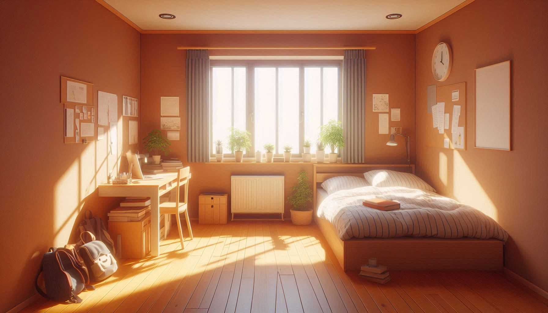 部屋・ベッド・デスクのイラスト素材
