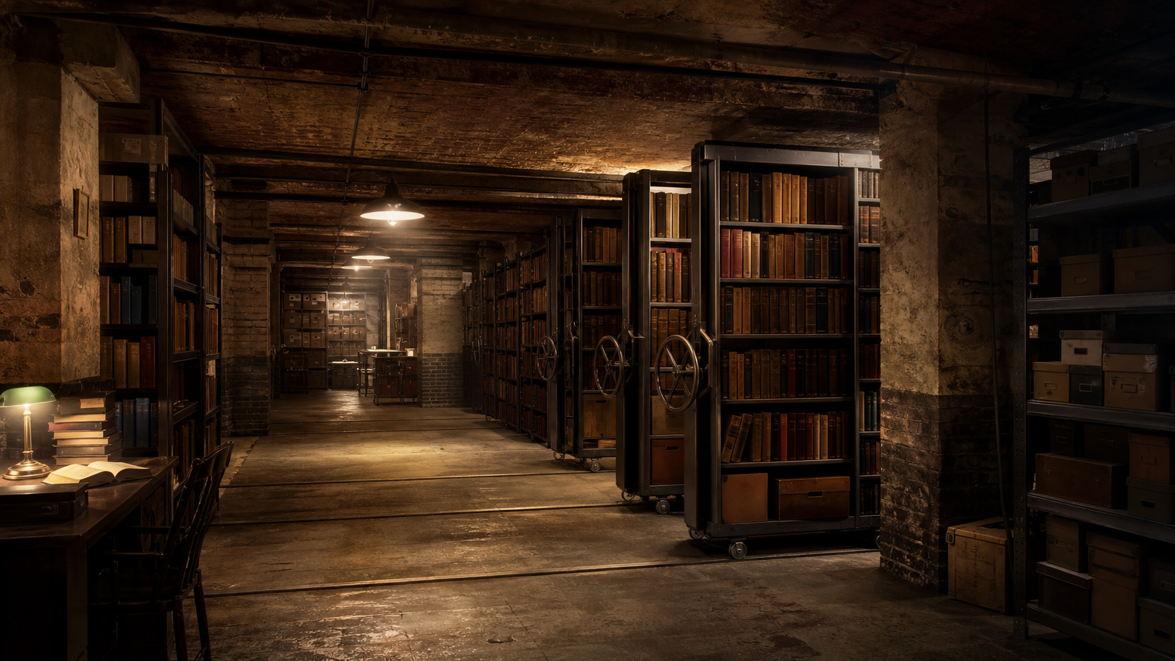 図書館・書架・倉庫の背景素材