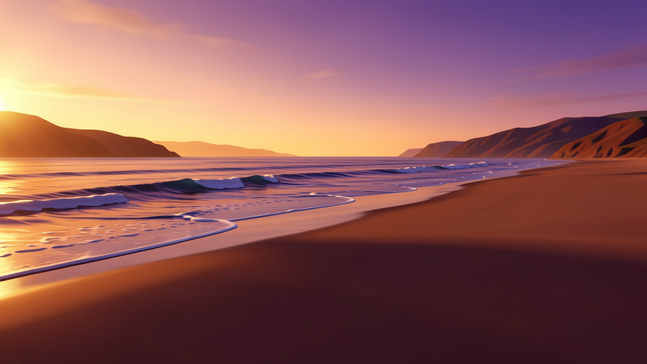 夕焼けの海辺の風景