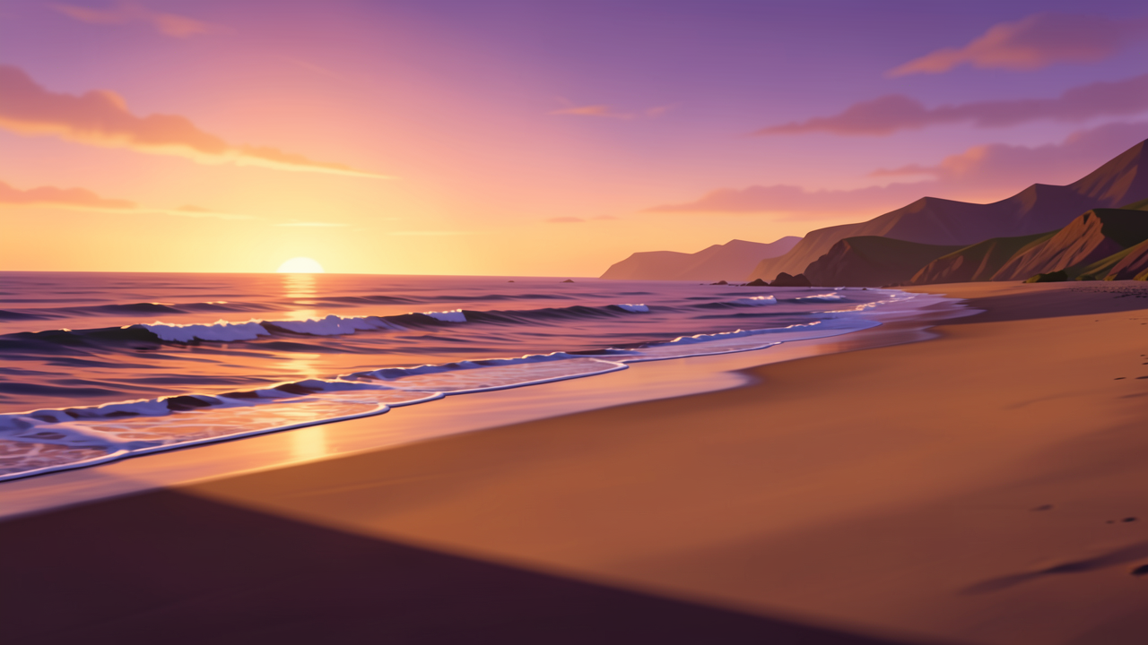 夕焼けの海辺