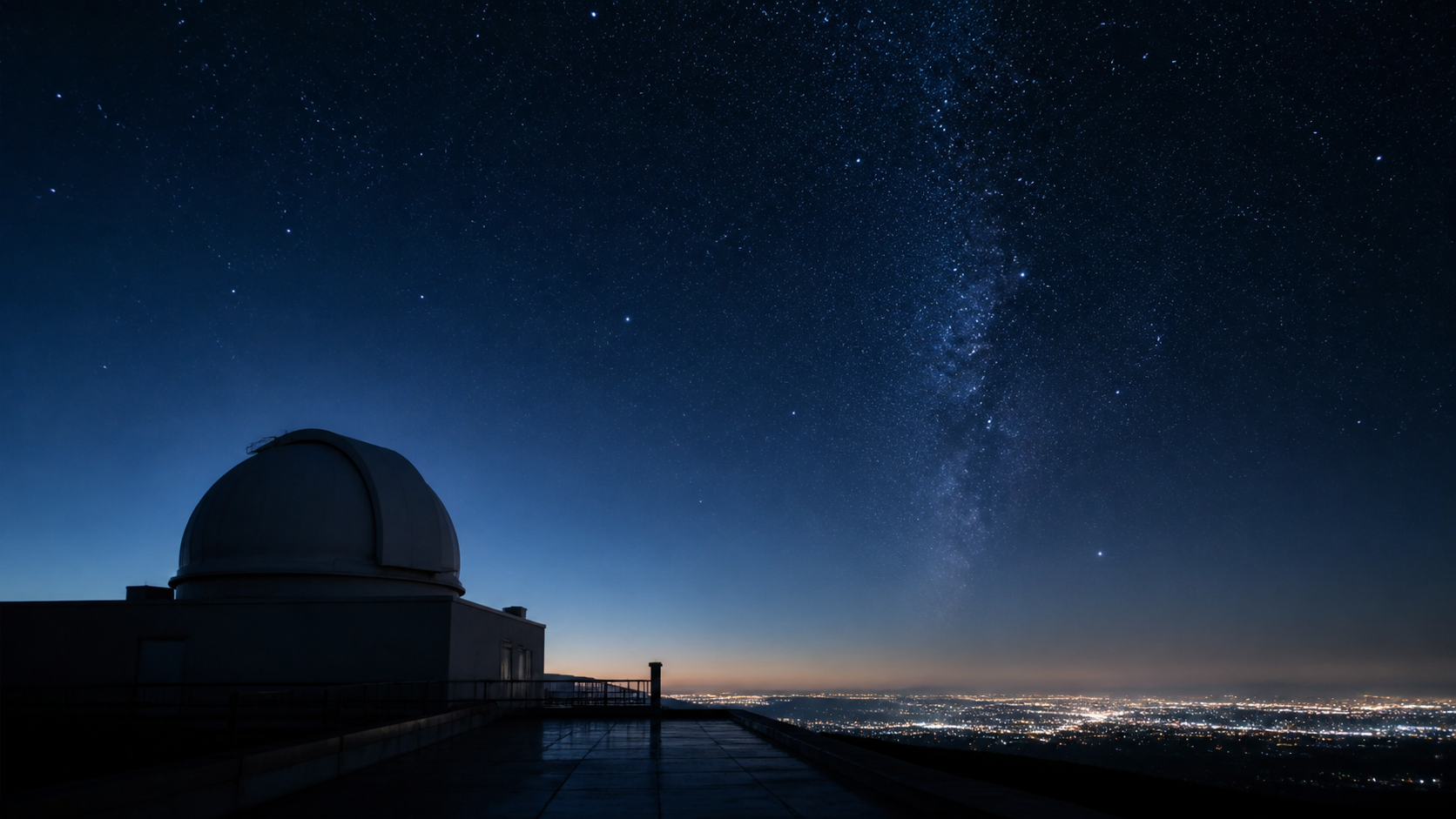 天文台・星空・都市の背景素材