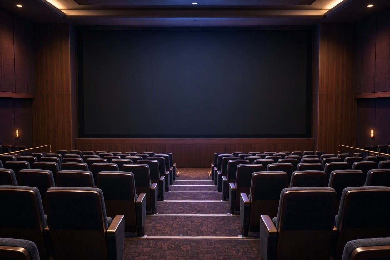 映画館のスクリーンと座席の様子