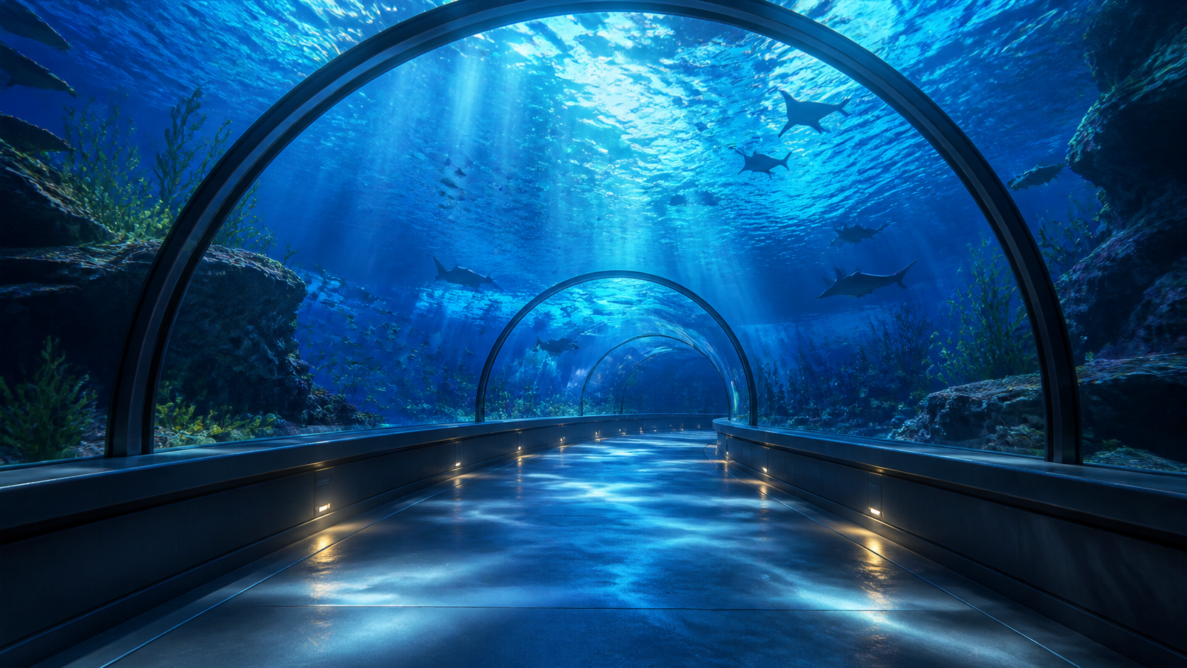 水族館・トンネル・海底の背景素材